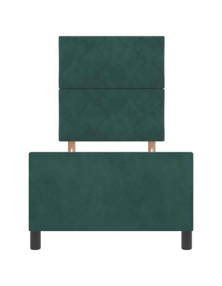 Letto a molle con testiera Verde Scuro 80 x 200 cm Velluto
