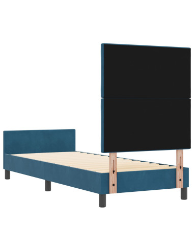 Letto a molle con testiera Blu Scuro 80 x 200 cm Velluto