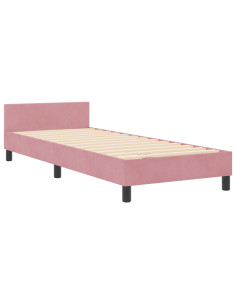 Letto a molle con testiera Rosa 80 x 200 cm Velluto