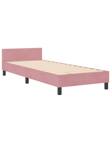 Letto a molle con testiera Rosa 80 x 200 cm Velluto