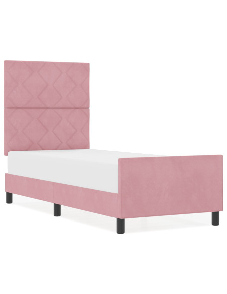 Letto a molle con testiera Rosa 80 x 200 cm Velluto