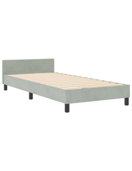Letto a molle con testiera Grigio chiaro 90 x 190 cm Velluto