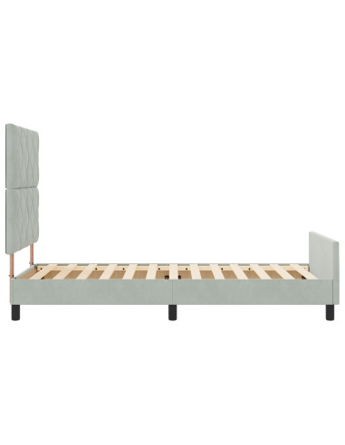 Letto a molle con testiera Grigio chiaro 90 x 190 cm Velluto