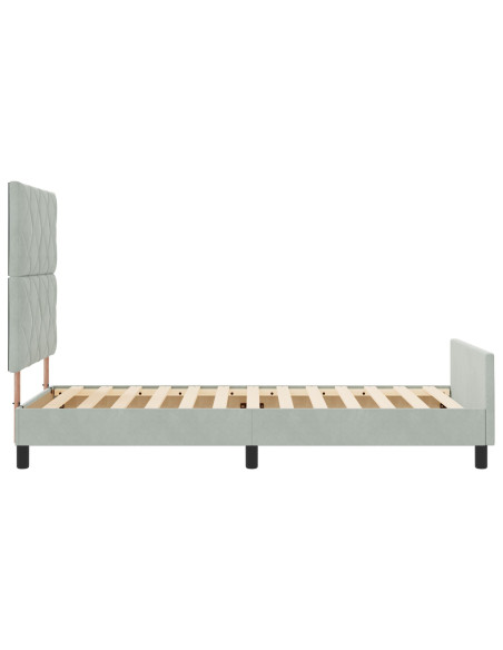 Letto a molle con testiera Grigio chiaro 90 x 190 cm Velluto