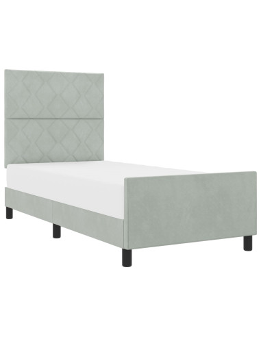Letto a molle con testiera Grigio chiaro 90 x 190 cm Velluto