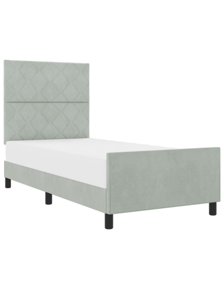 Letto a molle con testiera Grigio chiaro 90 x 190 cm Velluto