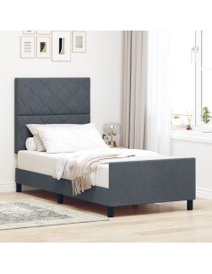 Letto a molle con testiera Grigio scuro 90 x 190 cm Velluto 2