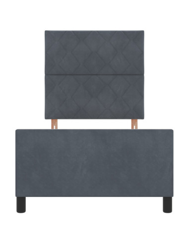 Letto a molle con testiera Grigio scuro 90 x 190 cm Velluto