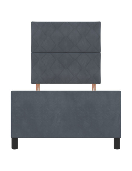 Letto a molle con testiera Grigio scuro 90 x 190 cm Velluto