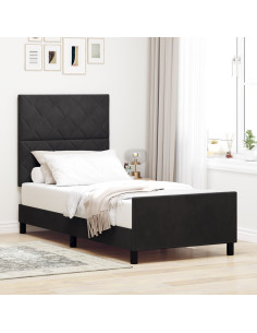 Letto a molle con testiera Nero 90 x 190 cm Velluto