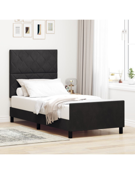 Struttura Letto  Nera 90x190 cm in Velluto