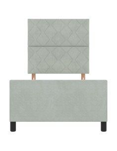 Letto a molle con testiera Grigio chiaro 90 x 200 cm Velluto