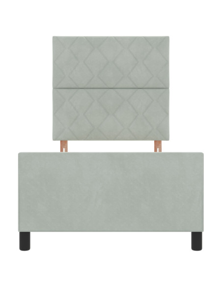 Letto a molle con testiera Grigio chiaro 90 x 200 cm Velluto