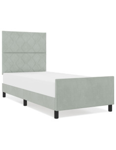 Letto a molle con testiera Grigio chiaro 90 x 200 cm Velluto 2