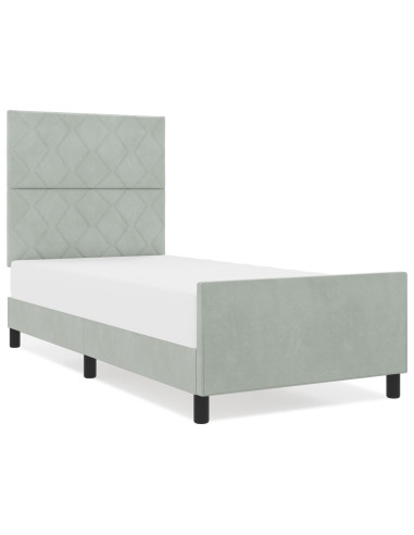 Letto a molle con testiera Grigio chiaro 90 x 200 cm Velluto
