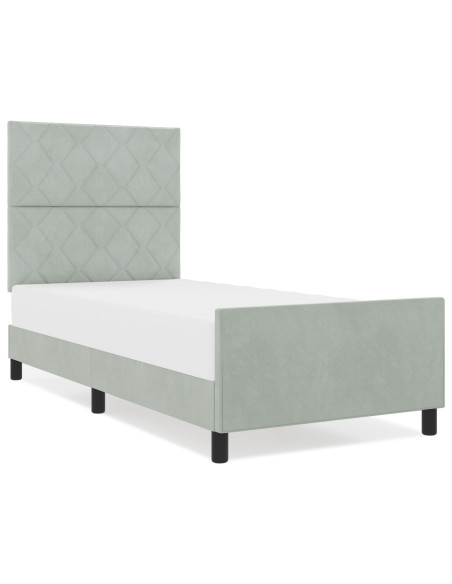 Letto a molle con testiera Grigio chiaro 90 x 200 cm Velluto