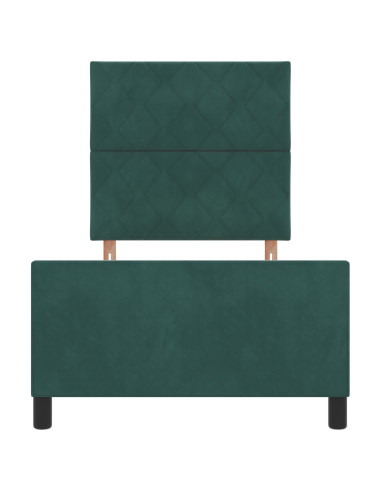 Letto a molle con testiera Verde Scuro 90 x 200 cm Velluto