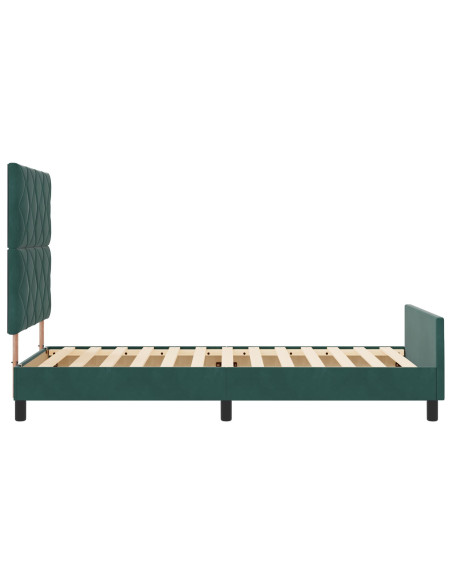 Letto a molle con testiera Verde Scuro 90 x 200 cm Velluto