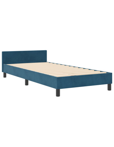 Letto a molle con testiera Blu Scuro 90 x 200 cm Velluto