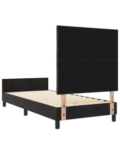 Letto a molle con testiera Nero 100 x 200 cm Velluto