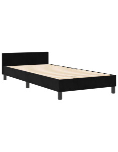 Letto a molle con testiera Nero 100 x 200 cm Velluto 2