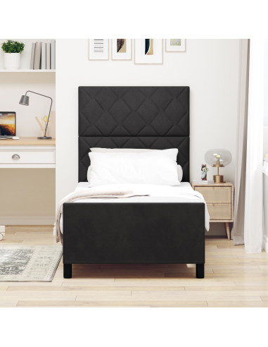 Letto a molle con testiera Nero 100 x 200 cm Velluto