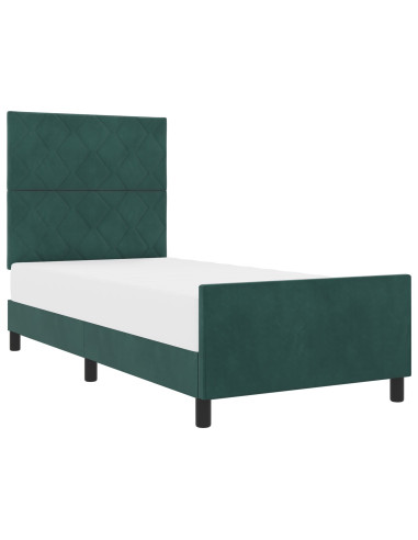 Letto a molle con testiera Verde Scuro 100 x 200 cm Velluto