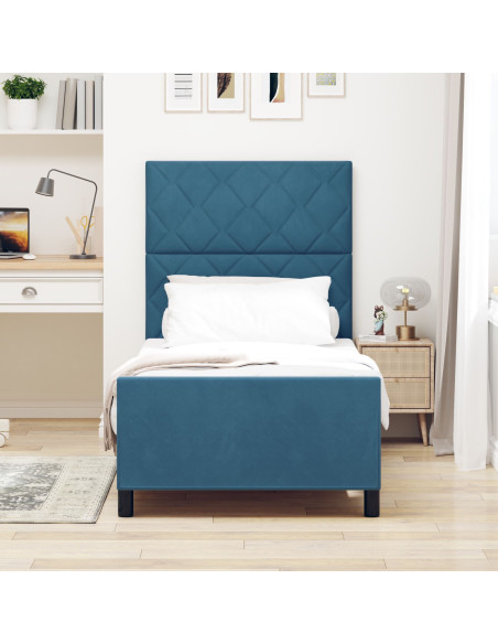 Letto in blu scuro 100x200 cm in velluto