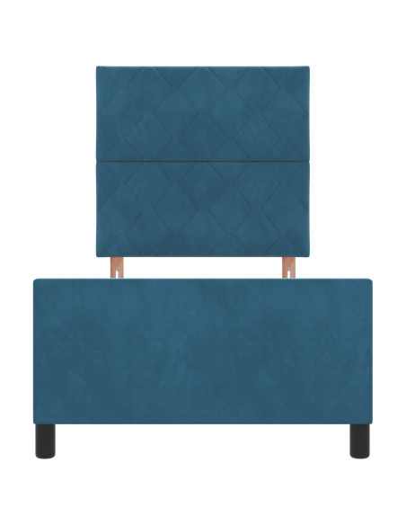 Letto a molle con testiera Blu Scuro 100 x 200 cm Velluto