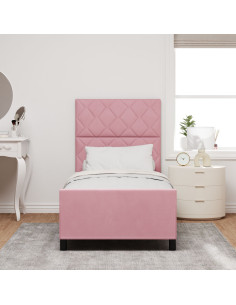 Letto a molle con testiera Rosa 100 x 200 cm Velluto
