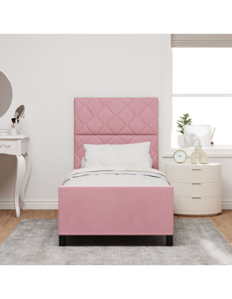 Struttura del letto in velluto rosa 100x200 cm