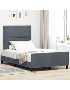 Letto a molle con testiera Grigio scuro 120 x 190 cm Velluto 2