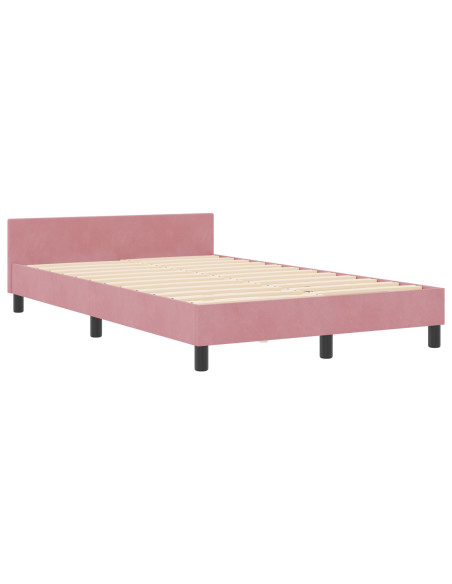 Letto a molle con testiera Rosa 120 x 190 cm Velluto