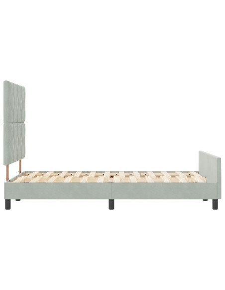 Letto a molle con testiera Grigio chiaro 120 x 200 cm Velluto