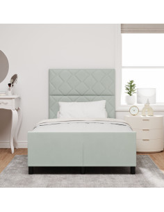 Letto a molle con testiera Grigio chiaro 120 x 200 cm Velluto 2