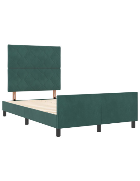 Letto a molle con testiera Verde Scuro 120 x 200 cm Velluto