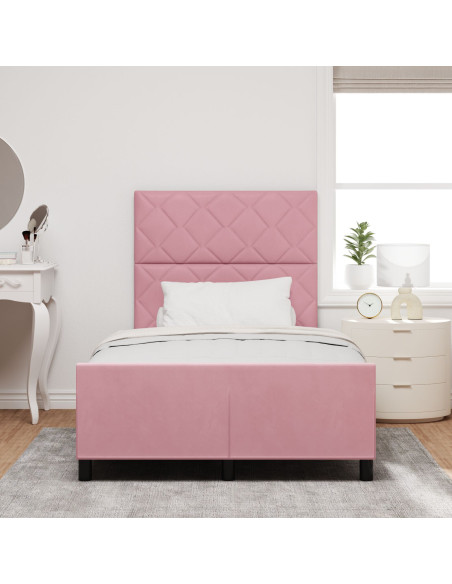 Letto a molle con testiera Rosa 120 x 200 cm Velluto