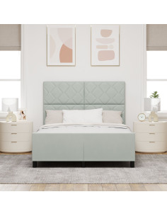Letto a molle con testiera Grigio chiaro 140 x 190 cm Velluto