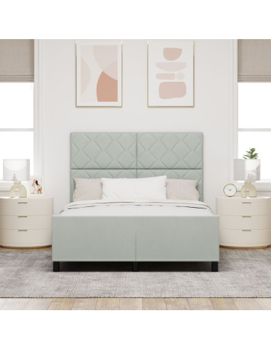Letto a molle con testiera Grigio chiaro 140 x 190 cm Velluto