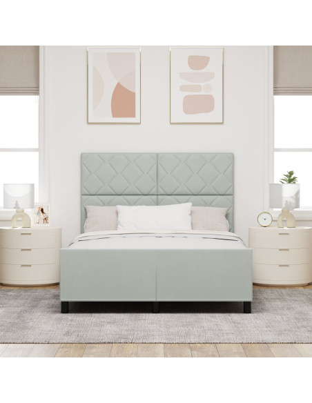 Letto a molle con testiera Grigio chiaro 140 x 190 cm Velluto