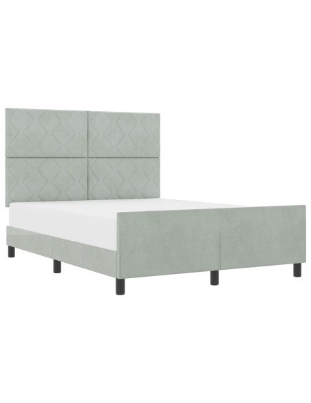Letto a molle con testiera Grigio chiaro 140 x 190 cm Velluto