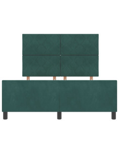 Letto a molle con testiera Verde Scuro 140 x 190 cm Velluto