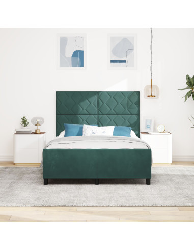 Letto a molle con testiera Verde Scuro 140 x 190 cm Velluto