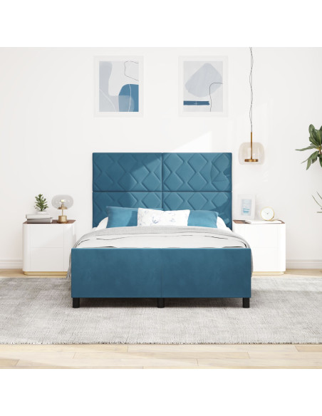 Rete letto  Blu scuro 140x190 cm Velluto