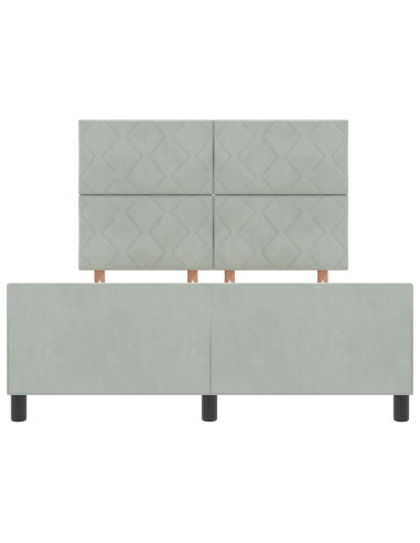Letto a molle con testiera Grigio chiaro 140 x 200 cm Velluto