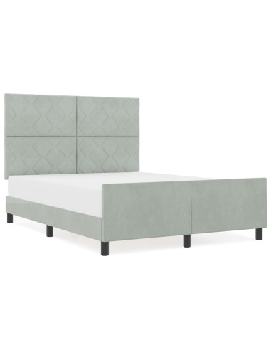 Letto a molle con testiera Grigio chiaro 140 x 200 cm Velluto