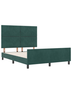 Letto a molle con testiera Verde Scuro 140 x 200 cm Velluto 2