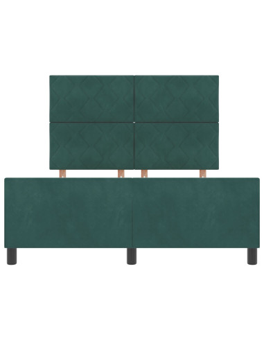 Letto a molle con testiera Verde Scuro 140 x 200 cm Velluto