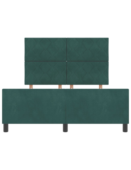 Letto a molle con testiera Verde Scuro 140 x 200 cm Velluto