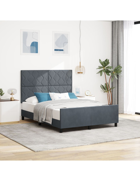 Base letto  grigio scuro, 160x200 cm, velluto